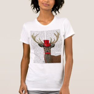 Deer with Red Top Hat and Moustache