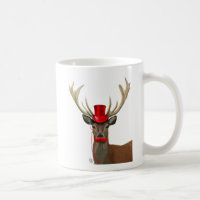Deer with Red Top Hat and Moustache