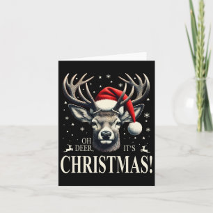 Deer With Santa Hat Oh Deer It's Christmas  Card