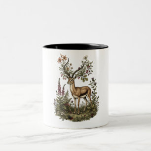 Deer with Wildflower Two-Tone Coffee Mug