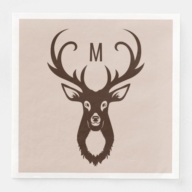 Deer with Your Monogram paper napkins (Front)