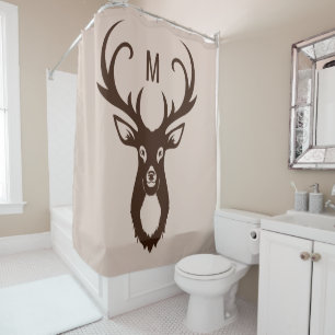Deer with Your Monogram shower curtain
