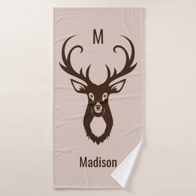 Deer with Your Name & Monogram bath towel (Bath Towel)