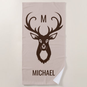 Deer with Your Name & Monogram beach towel