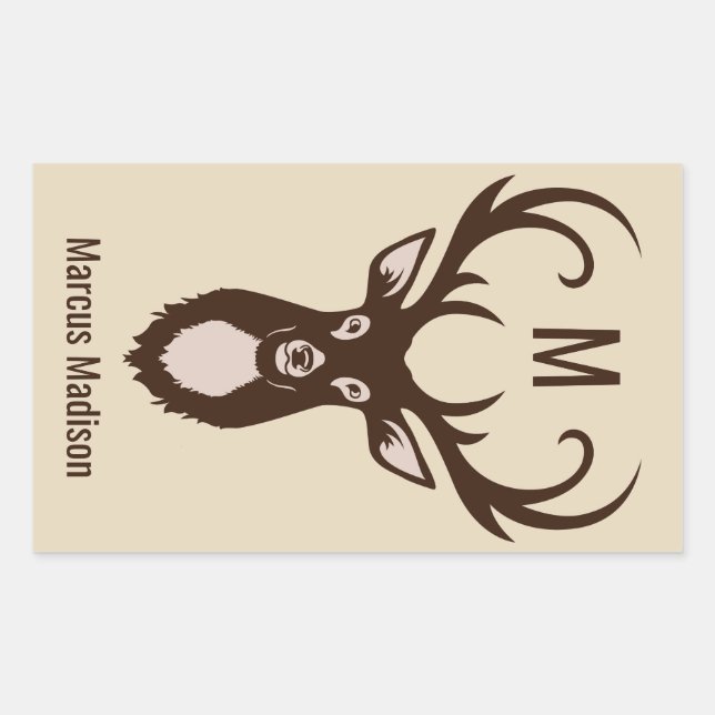 Deer with Your Name & Monogram stickers (Front)