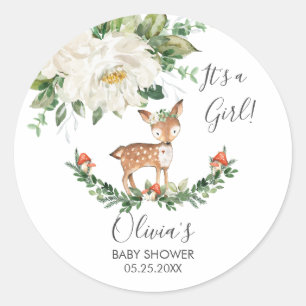 Deer Woodland Animal Baby Shower Thank You Favor Classic Round Sticker