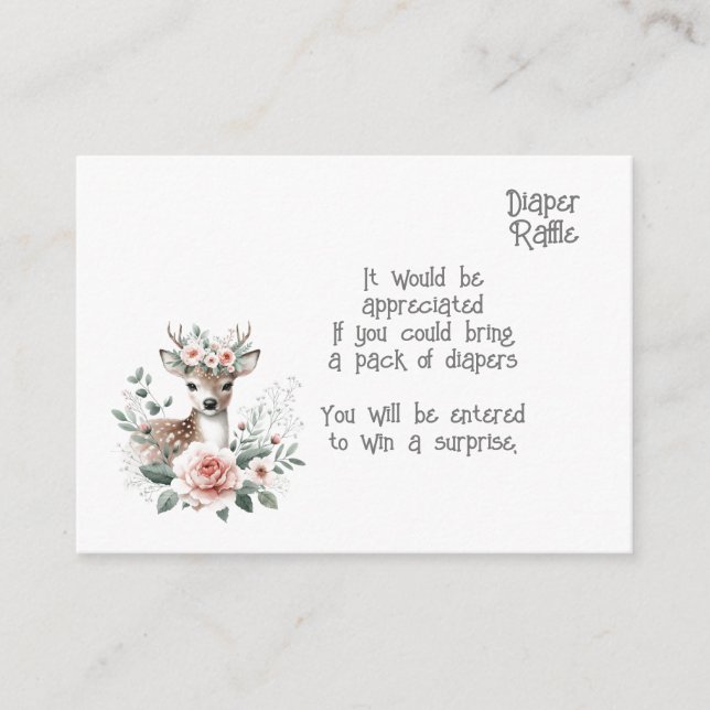 Deer Woodland Animals Baby diaper raffle Enclosure Card (Front)