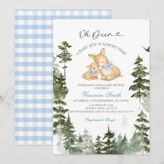 Deer  Woodland Baby Boy Shower Invitation