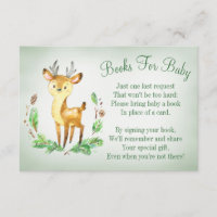 Deer Woodland Baby Shower Book Card Bring A Book