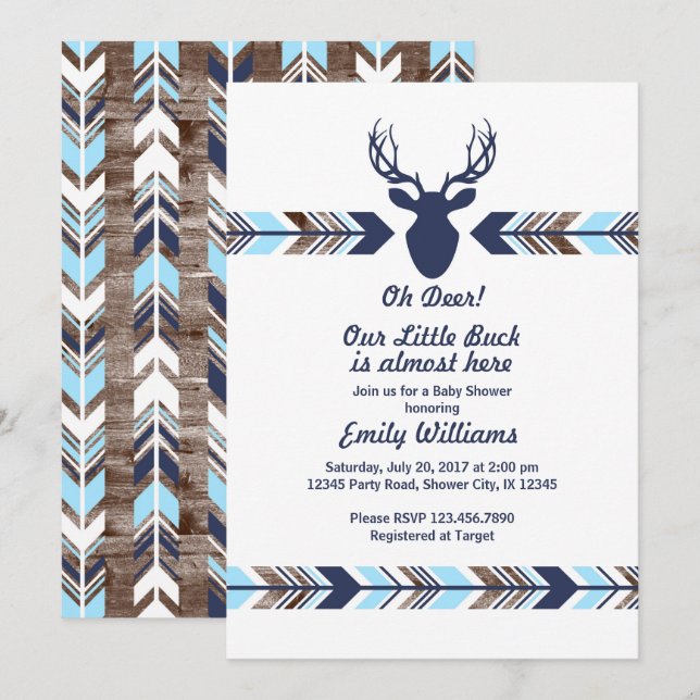 Deer Woodland Baby Shower invitation (Front/Back)