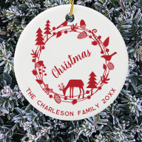Deer Woodland Wreath Personalised Christmas