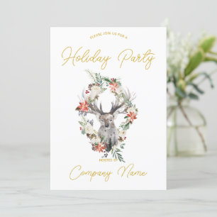 Deer Wreath Minimalist Corporate Holiday Party Invitation