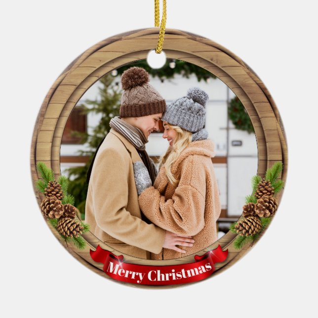 Deer Xmas Character Reindeer Animal Christmas  Cer Ceramic Ornament (Front)