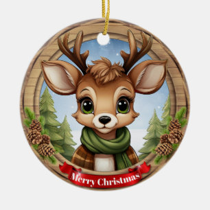 Deer Xmas Character Reindeer Animal Christmas  Cer Ceramic Ornament