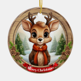 Deer Xmas Character Reindeer Animal Christmas  Cer Ceramic Ornament