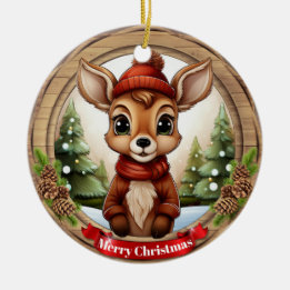 Deer Xmas Character Reindeer Animal Christmas  Cer Ceramic Ornament