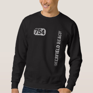 Deerfield Beach Florida 754 Area Code Vintage Retr Sweatshirt