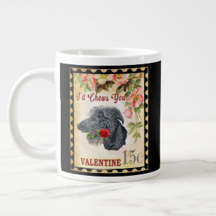 Deerhound Vintage Valentine Dog With Rose Large Coffee Mug