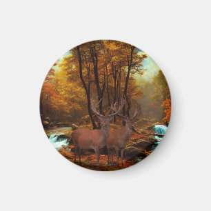 Deers By A Woodland Stream Magnet