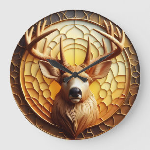 Deer's Head Close Up Large Clock