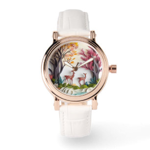 Deers in Forest Unique Art Watch