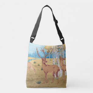 Deers in Forest Vintage Animal Crossbody Bag