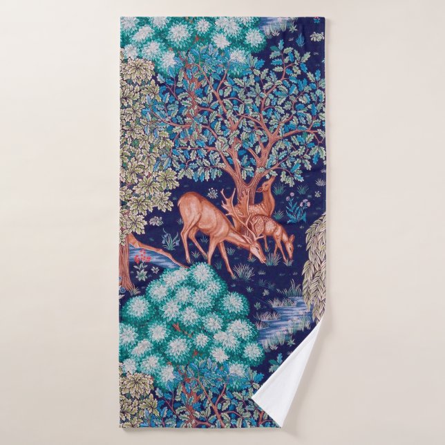 Deers in The Forest, William Morris Bath Towel (Bath Towel)