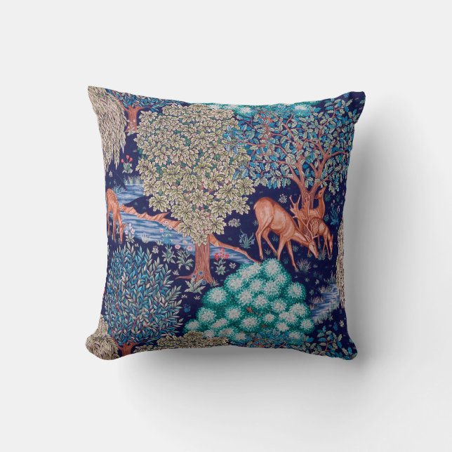 Deers in The Forest, William Morris Cushion (Front)