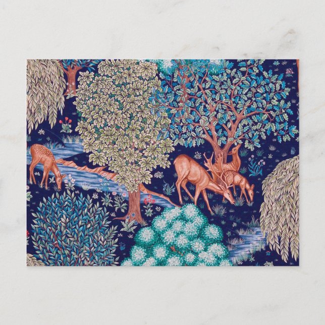 Deers in The Forest, William Morris Postcard (Front)