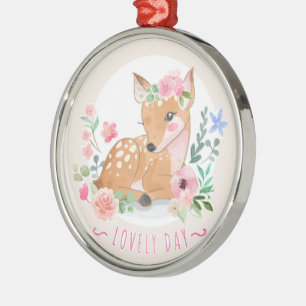 Deers Lovely Day Outside Among Beautiful Flowers Metal Ornament