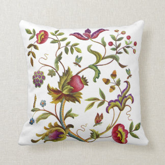 Deerwod Faux Jacobean Embroidered Pillow