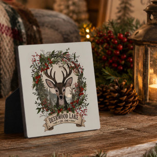 Deerwood Lake Rustic Woodland Christmas Deer Plaque