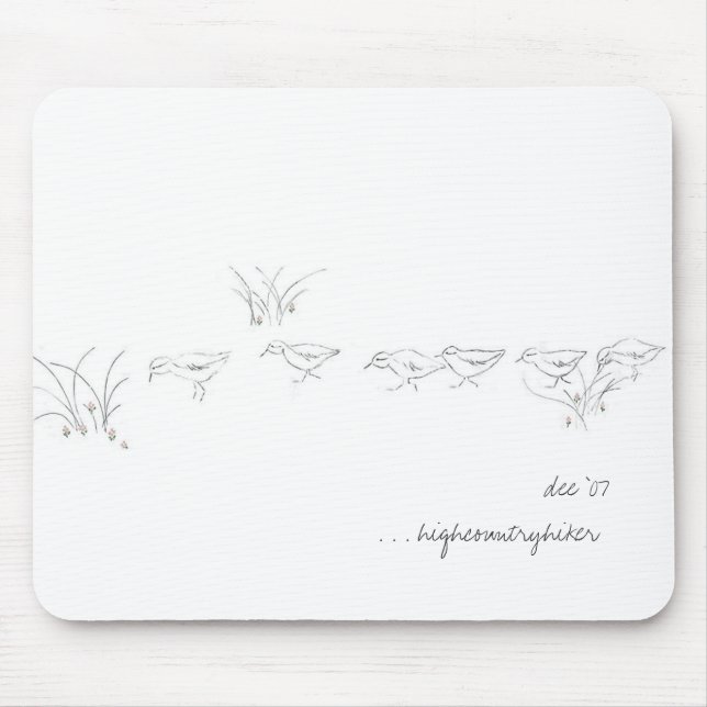 Dee's sandpipers (an original sketch) mouse pad (Front)