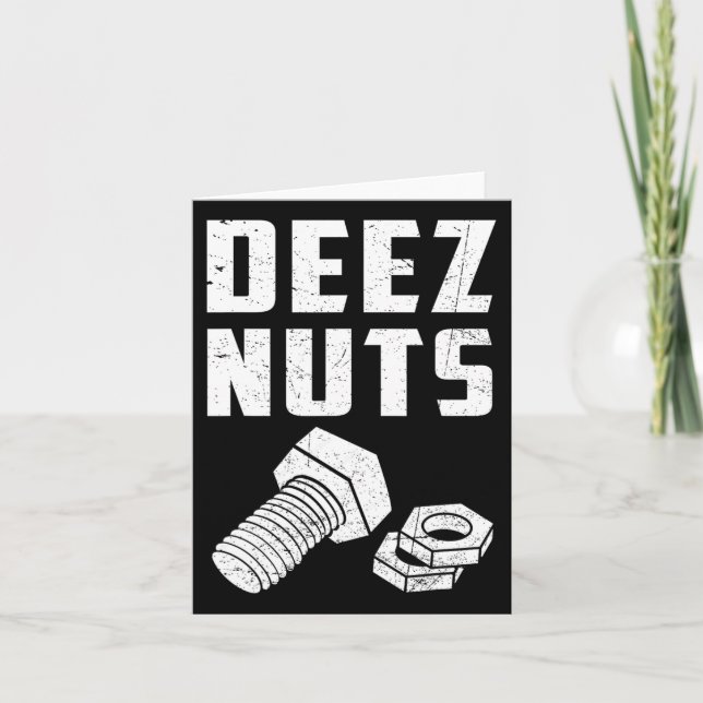 Deez And Nuts Bolt Funny Mechanic Saying Joke Fath Card (Front)