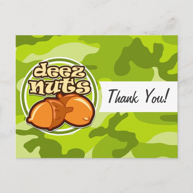 Deez Nuts; bright green camo, camouflage Postcard (Front)