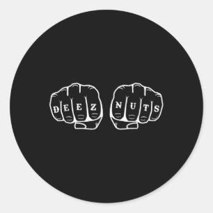 Deez Nuts Funny Knuckles Tattoo Classic Round Sticker
