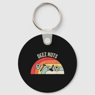 Deez Nuts Funny Retro Vintage 70s 80s Joke Graphic Key Ring