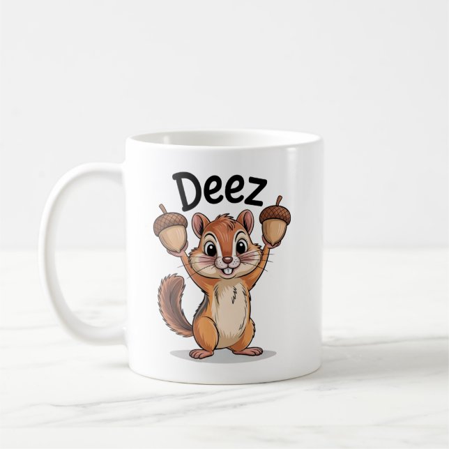Deez Nuts Funny Squirrel Coffee Mug (Left)