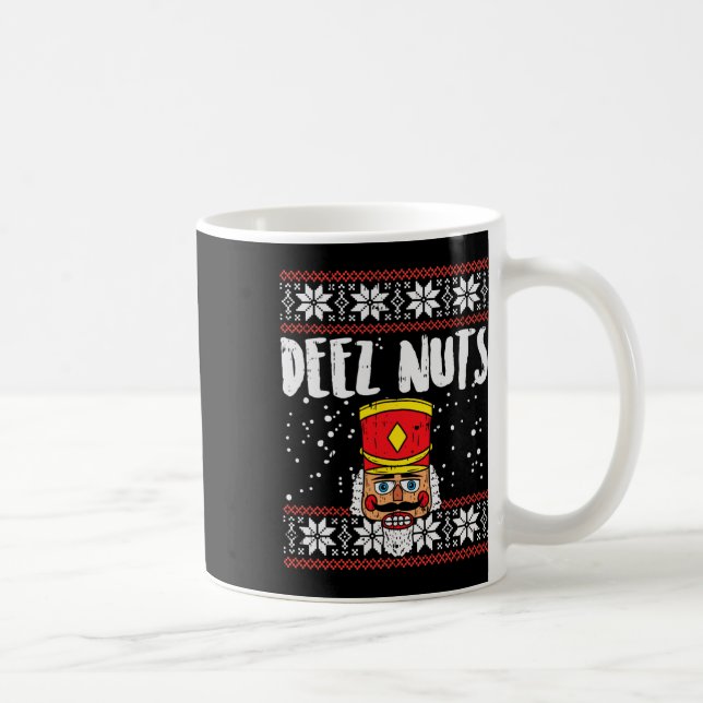 Deez Nuts Nutcracker Fun Ugly Christmas Meme Gift  Coffee Mug (Right)