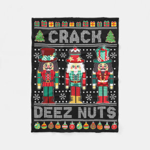 Deez Nuts Nutcracker Fun Ugly Christmas Xmas Fleece Blanket
