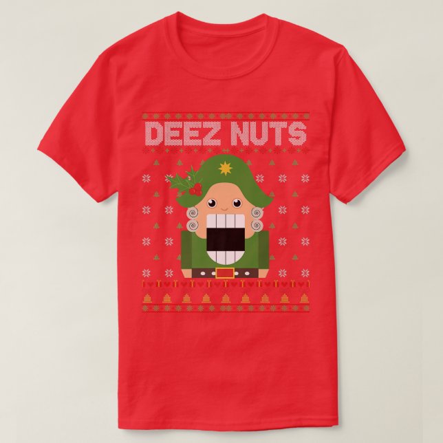 Deez Nuts Nutcracker Funny Ugly Christmas Sweater  (Design Front)