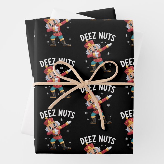 Deez Nuts Nutcracker Nut Funny Christmas  Wrapping Paper Sheet (In situ)