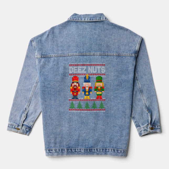 Deez Nuts Nutcracker Shirt Men Women Funny Christm Denim Jacket (Back)