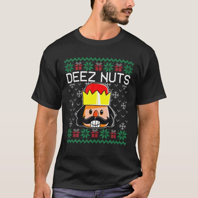 Deez Nuts Nutcracker Ugly Christmas Sweater Funny (Front)