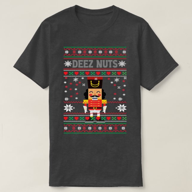 Deez Nuts Nutcracker Ugly Christmas Sweater Funny  (Design Front)