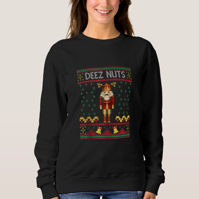 Deez Nuts Nutcracker  Ugly Christmas Sweater Meme (Front)