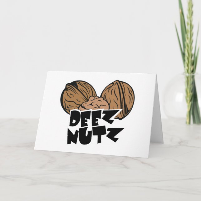 Deez Nutz Funny Illustration Holiday Card (Front)