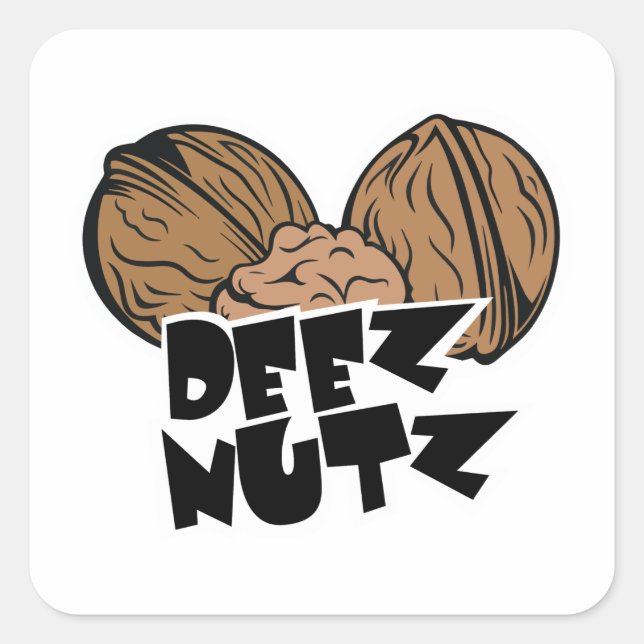 Deez Nutz Funny Illustration Square Sticker (Front)