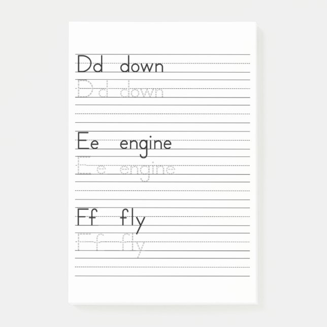DEF Writing Practice Alphabet Worksheet Notepad (Front)