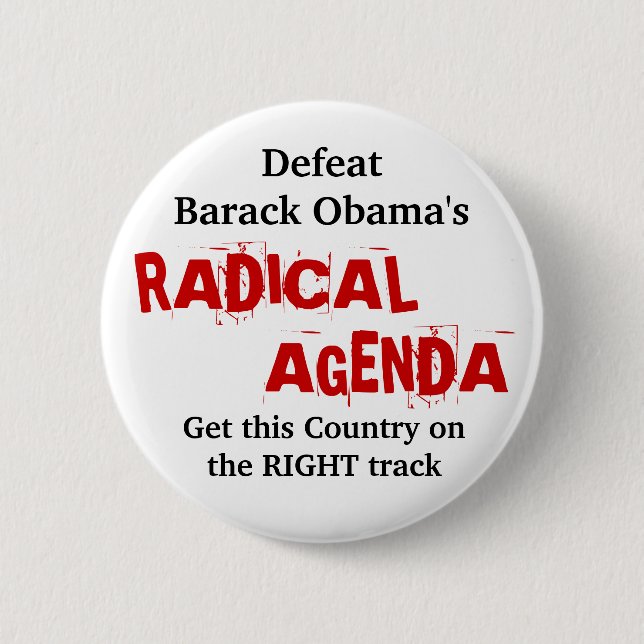 Defeat Barack Obama's RADICAL AGENDA . . . 6 Cm Round Badge (Front)